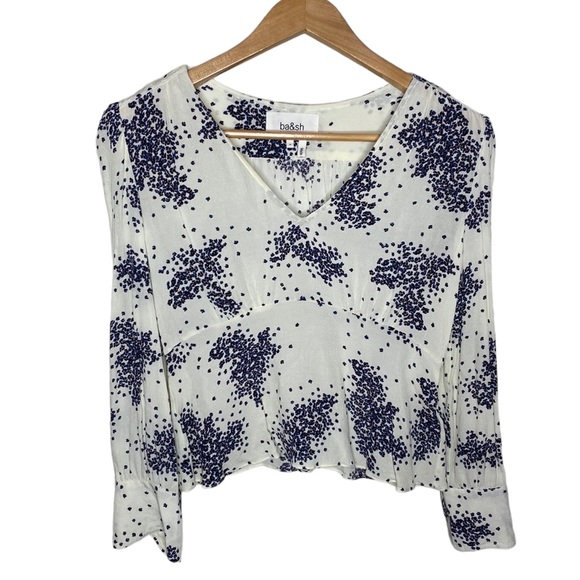 BA&SH Bruce microfloral print shirred v-neck blouse in ecru size M - Picture 1 of 13